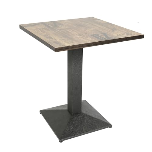 XUANYU Esstisch für 4 Personen, industrielle Küchentische aus Holz und Eisen, quadratischer Tisch für Bar, Bistro, Esszimmer, Küche und Wohnzimmer (Braun-Schwarz φ60 x 75 cm, römische Zahlen) von XUANYU