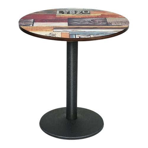 XUANYU Esstisch für 4 Personen, industrielle Küchentische aus Holz und Eisen, runder Tisch für Bar, Bistro, Esszimmer, Küche und Wohnzimmer (Braun-Schwarz φ70 x 72 cm, Holzboden) von XUANYU