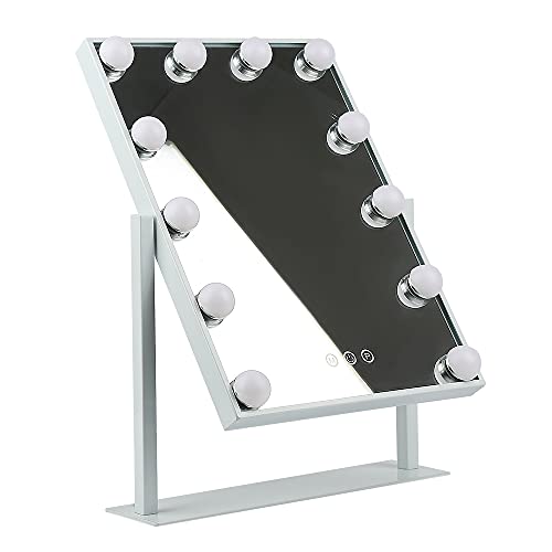 XUANYU Groß Rechteckiger Schminkspiegel mit Beleuchtung mit Metallrahmen Beweglich Tischspiegel Standspiegel Kosmetikspiegel mit Beleuchtung Hollywood Spiegel (30×40 cm/11,8"×15,8", Rechteckig Weiß) XUANYU Groß Rechteckiger Schminkspiegel mit Beleuchtung mit Metallrahmen Beweglich Tischspiegel Standspiegel Kosmetikspiegel mit Beleuchtung Hollywood Spiegel (30×40 cm/11,8"×15,8", Rechteckig Weiß) von XUANYU