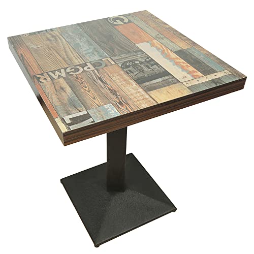 XUANYU Industrieller Küchentisch für 4 Personen, quadratischer Esstisch mit Eisenbeinen, für Bistro, Esszimmer, Küche und Wohnzimmer (braun-schwarz, φ60 x 75 cm, Holzboden) von XUANYU