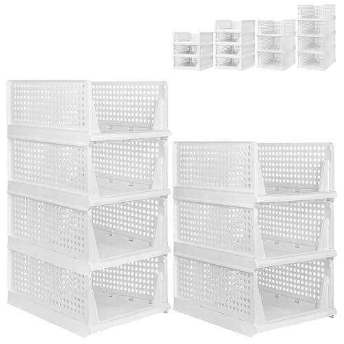 XUANYU Kleiderschrank, faltbar und stapelbar, Organizer für Kleidung und Kleiderschränke, Schubladenregal für Schlafzimmer, Küche, Wohnzimmer, Badezimmer, Büro (weiß, 7 Ebenen H-18 cm) von XUANYU