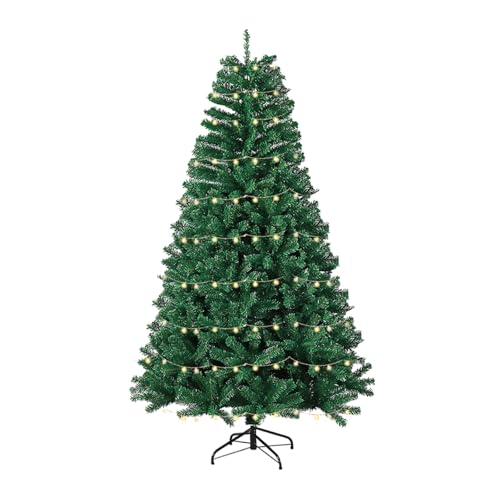 XUANYU Künstlicher Weihnachtsbaum, 150 cm, mit Licht, PVC mit stabilem Metallständer, verstärkte Zweige für Wohnzimmer, Haus, Party, Dekoration (grün) von XUANYU
