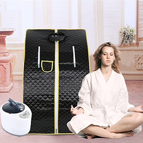 XUANYU Mobile Mini Dampfsauna Heimsauna Wärmekabine Sitzsauna Saunakabine Familiensauna Tragbares Sauna-Spa 6 Farbvarianten, ca. 76 * 88 * 99 cm (Schwarz) von XUANYU