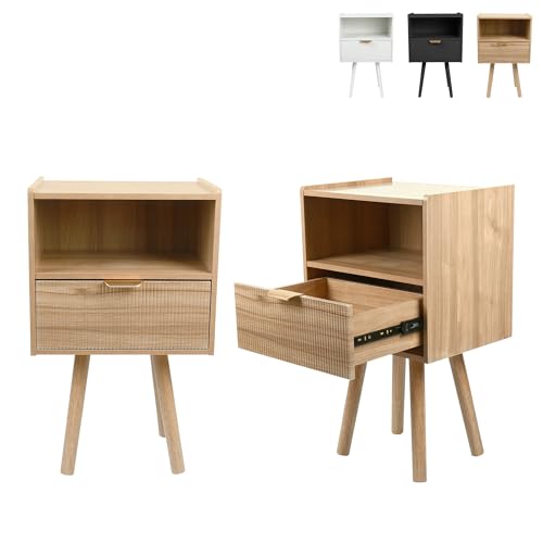 XUANYU Nachttisch, schmal, mit Schublade und offenem Fach, Montage links oder rechts (Holz, 2 Stück) von XUANYU