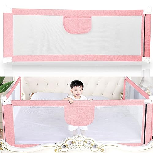 XUANYU Rausfallschutz Bettgitter 150 cm/180 cm/200 cm (4,9 FT/5,9 FT/6,6 FT) Kinderbettgitter Höhenverstellbar 70-99 cm Bettschutzgitter Rausfallschutz für Viele Bettarten (Rosa, 180 cm/5,9 FT) von XUANYU