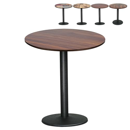 XUANYU Runder Esstisch für 4 Personen, φ60 cm, industrieller Küchentisch mit Eisenbeinen, Bistro-Tische/Esszimmer/Wohnzimmer (Braun-Schwarz) von XUANYU