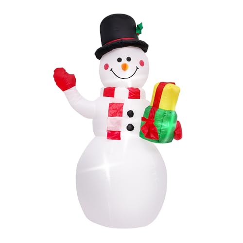 XUANYU Schneemann Weihnachten aufblasbar mit festen Seilpfählen, Weihnachtsdekoration für den Außenbereich, wasserdicht IP44, einfach zu installieren, für Garten, Hof, Party, Innen- und Außenbereich von XUANYU