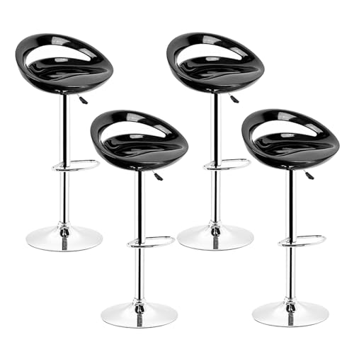 XUANYU Set mit 4 Barhockern, Sitzfläche aus ABS-Kunststoff, hoher Barstuhl mit Lendenwirbelstütze und Fußstütze, Küchenhocker mit verstellbarer Höhe 81-101 cm, Sitzfläche 43 × 43 × 26 cm (Schwarz) XUANYU Set mit 4 Barhockern, Sitzfläche aus ABS-Kunststoff, hoher Barstuhl mit Lendenwirbelstütze und Fußstütze, Küchenhocker mit verstellbarer Höhe 81-101 cm, Sitzfläche 43 × 43 × 26 cm (Schwarz) von XUANYU
