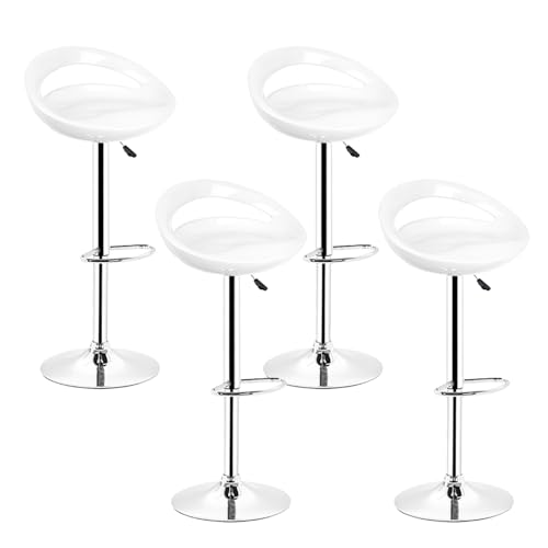 XUANYU Set mit 4 Barhockern, Sitzfläche aus ABS-Kunststoff, hoher Barstuhl mit Lendenwirbelstütze und Fußstütze, Küchenhocker mit verstellbarer Höhe 81-101 cm, Sitzfläche 43 × 43 × 26 cm (Weiß) XUANYU Set mit 4 Barhockern, Sitzfläche aus ABS-Kunststoff, hoher Barstuhl mit Lendenwirbelstütze und Fußstütze, Küchenhocker mit verstellbarer Höhe 81-101 cm, Sitzfläche 43 × 43 × 26 cm (Weiß) von XUANYU
