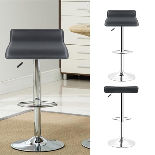 XUANYU Set mit 6 Barhockern aus PU-Leder, höhenverstellbar 63 – 83 cm, Küchenhocker mit Fußstütze, modernes Design, drehbar um 360 ° (schwarz) von XUANYU