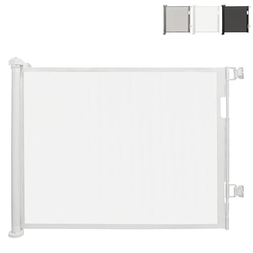 XUANYU Sicherheitsbarriere, aufrollbar, 0 bis 180 cm, Sicherheitsbarriere aus Netzgewebe mit Ösen, einziehbares Sicherheitsgitter für Treppen, Flure, Innen und Außen (Weiß, 86 x 180 cm) von XUANYU