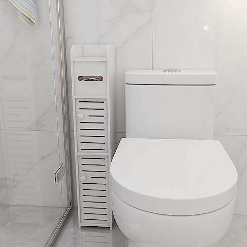 XUANYU Toilettenschrank Kleine Schrank für Badezimmer Nischenregal 4 Ebenen Badezimmer-Regal mit 4 Etagen Badregal Badezimmerschrank Badschrank Schmal Platzsparend (Weiß 15×17×78 cm) von XUANYU