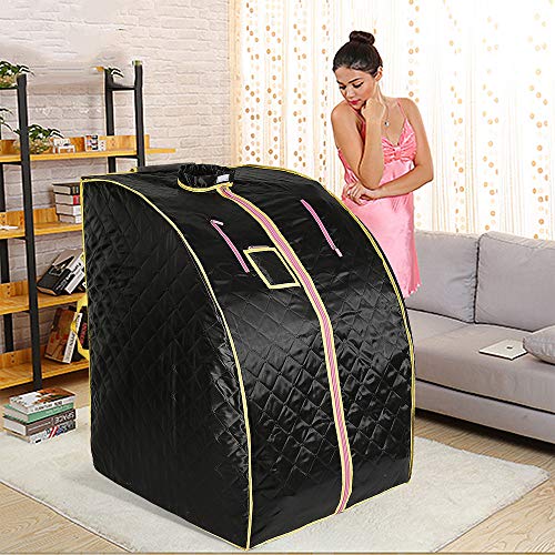 XUANYU Tragbares Infrarot Sauna 1000W Mobile Mini Heimsauna Wärmekabine Sitzsauna Saunakabine Familiensauna, 5 Farben, ca. 70 * 80 * 98 cm (Schwarz) von XUANYU