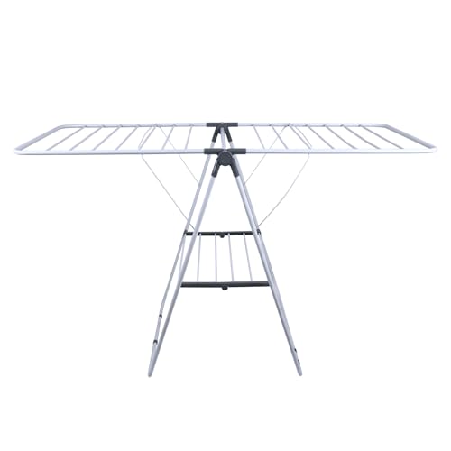 XUANYU Wäscheständer, 2 Ebenen, faltbar, für Kleidung, freistehender Wäscheständer für den Innenbereich, Wäscheständer mit 2 Regalen, faltbar (weiß, 137 x 56 x 98 cm) von XUANYU