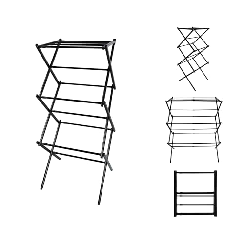 XUANYU Wäscheständer, faltbar, für Kleidung, mit 11 ausziehbaren Stangen, freistehend, für den Innenbereich, Schwarz (41-75) x 40 x 105 cm von XUANYU