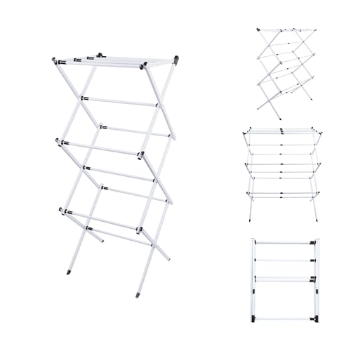 XUANYU Wäscheständer, faltbar, für Kleidung, mit 11 ausziehbaren Stangen, freistehend, für den Innenbereich, Weiß (41-75) x 40 x 105 cm von XUANYU