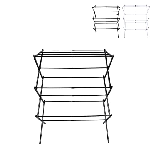 XUANYU Wäscheständer mit 11 Stangen, ausziehbar, 41 – 75 cm, Wäscheständer für Kleidung auf Füßen, freistehend, für den Innenbereich (schwarz) von XUANYU