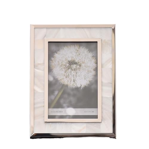 XUCHIL Kreativ Bilderrahmen 5x7 Perlmutt Bilderrahmen mit Metallrahmen Strand Bilderrahmen Tabletop Anzeigen-Rahmen 1pc Bilderrahmen (Color : Silver Border, Size : 3x3) von XUCHIL