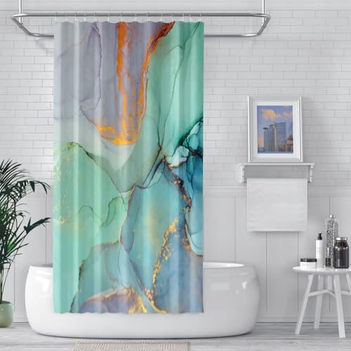 Duschvorhang Anti-Schimmel 115 x 170 cm Waschbar Hochwertig Stoff Vorhang für Dusche Viele Schöne Duschvorhänge Zur Auswahl für Badewanne Und Dusche, Weiß von XUCHOU