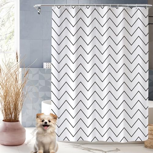 Duschvorhang Antischimmel 75 x 185 cm Waschbar Hochwertig Stoff Duschvorhänge Polyester Viele Schöne Duschvorhänge Zur Auswahl für Badezimmer, Badewanne, Weiß von XUCHOU