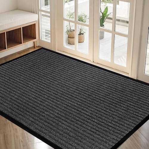 Fussmatte Aussen 50 x 140 cm Schmutzfangmatte rutschfest, Waschbar & Wetterfest Schmutzfangmatte Außen für Innen & Außen, Schwarz von XUCHOU
