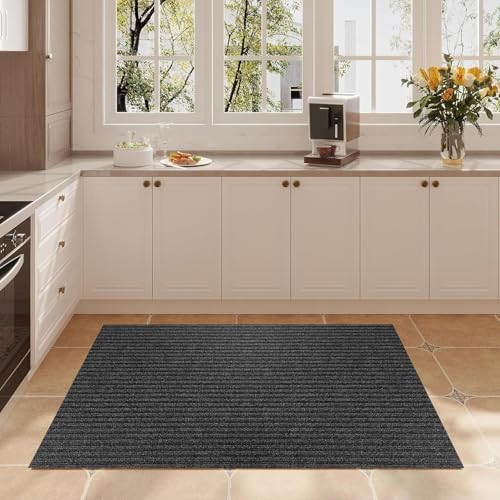 Fußmatte Außen Und Innen 100 x 135 cm Flach, rutschfest, Pflegeleicht & Waschmaschinengeeignet Fußmatte für Eingangsbereich für Innen & Außen, Schwarz von XUCHOU