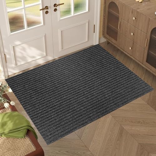 Fußmatte Außen Und Innen 40 x 140 cm Flach, rutschfest, Pflegeleicht & Waschmaschinengeeignet Sauberlaufmatte, Fussmatte für Innen & Außen, Schwarz von XUCHOU