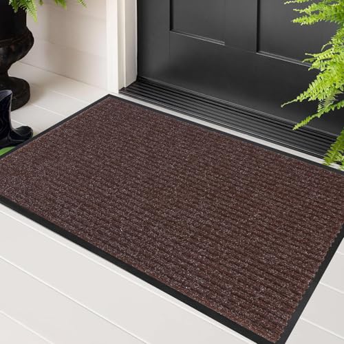 Fußmatte Außen Und Innen 95 x 100 cm Schmutzfangmatte rutschfest, Waschbar & Wetterfest Eingangsmatte für Innenbereich für Eingangsbereich Oder Balkon, Braun von XUCHOU