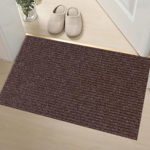 Fußmatte Innen 70 x 120 cm Schmutzfangmatte rutschfest, Waschbar & Wetterfest rutschfeste Sauberlaufmatte für Innen & Außen, Braun von XUCHOU