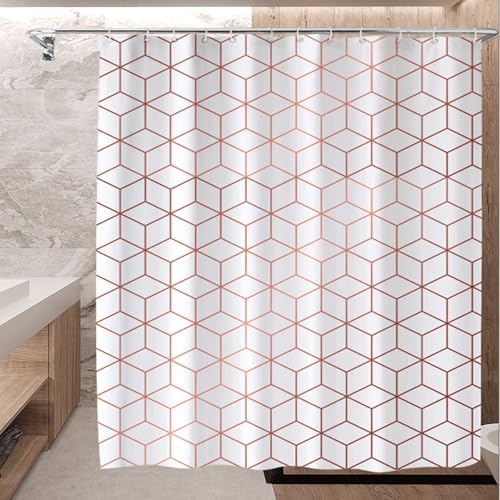 Waschbar Duschvorhang 170 x 150 cm Schimmelresistent Und Wasserabweisend Duschvorhänge Polyester Viele Schöne Duschvorhänge Zur Auswahl für Badewanne Und Dusche, Weiß von XUCHOU