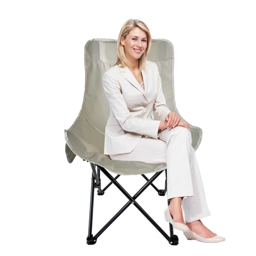 XUCHOU Faltstuhl Campingstuhl Anglerstuhl ，mit Hochlehner Bequem Gepolster，Campingstuhl Faltbar Rückenverstellbar ，für Camp Garten Balkon Alu+Stahl(White) von XUCHOU