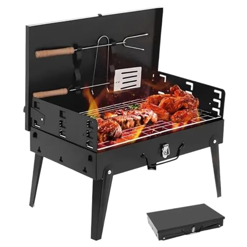 1SET Tragbarer Campinggrill mit Grillzubehör Klappholzkohlegrills von XUCZHAI