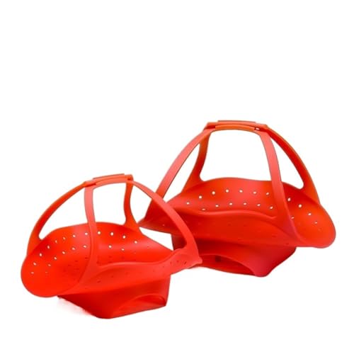 2 Stück Dampfkorb mit Silikonverlängerung und Klappfunktion for Lebensmittel, Obst Gemüse, Schublade, Dampfschale, Küchenhelfer(Red L) von XUCZHAI