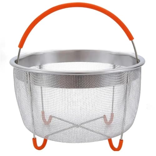 Dampfkorb aus Edelstahl 304 for Instapot-Zubehör for Schnellkochtöpfe mit silikonbeschichtetem Griff(A-Orange) von XUCZHAI