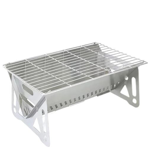 Outdoor Camping Holzkohlegrill for Party Strand Picknick BBQ Herd 21/28/38CM, tragbarer Edelstahl(Small 1-2 People) von XUCZHAI