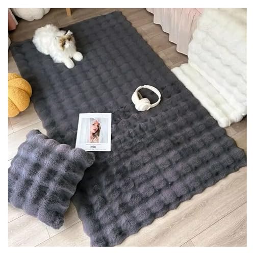 XUCZHAI Blase Plüsch Teppich for Home Decor Balkon Kissen Kinder Wohnzimmer Flauschigen Teppich Mädchen Schlafzimmer Fuß Matte(Dark Gray,80x180cm 31.5x70in) von XUCZHAI