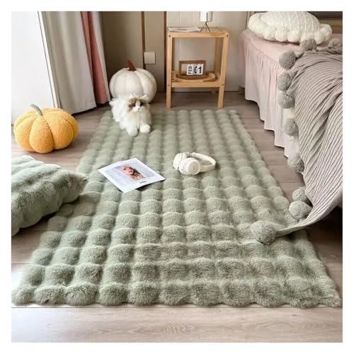 XUCZHAI Blase Plüsch Teppich for Home Decor Balkon Kissen Kinder Wohnzimmer Flauschigen Teppich Mädchen Schlafzimmer Fuß Matte(Green,60X90cm(23.6x35.4in)) von XUCZHAI