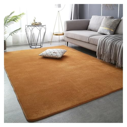 XUCZHAI Korallensamt-Teppiche for Moderne Wohnzimmerdekoration, Dicker, kurzer Plüsch-Teppich, Kinderschlafzimmer-Spielkriechmatte, Balkonkissen(Khaki,60x160cm 23.6x63in) von XUCZHAI