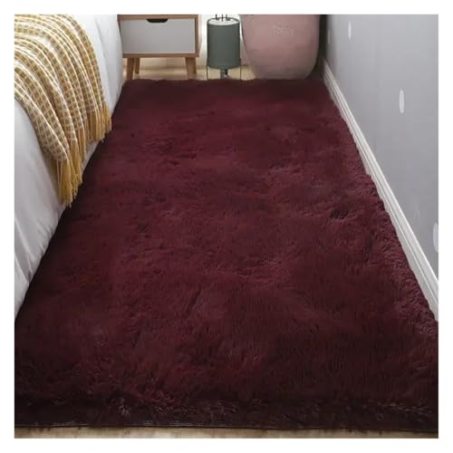 XUCZHAI Nacht Plüsch Teppich Boden Wohnzimmer Kaffee Tisch Schlafzimmer Haushalt Matte Teppich Wohnkultur Schönes Zimmer Mädchen Kinder Haustier(Claret,80x160cm) von XUCZHAI