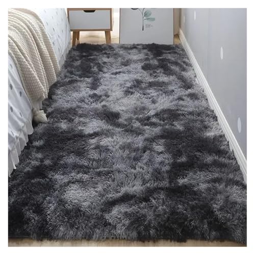 XUCZHAI Nacht Plüsch Teppich Boden Wohnzimmer Kaffee Tisch Schlafzimmer Haushalt Matte Teppich Wohnkultur Schönes Zimmer Mädchen Kinder Haustier(Dark Grey,50x80cm) von XUCZHAI