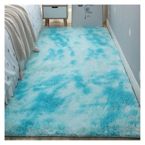 XUCZHAI Nacht Plüsch Teppich Boden Wohnzimmer Kaffee Tisch Schlafzimmer Haushalt Matte Teppich Wohnkultur Schönes Zimmer Mädchen Kinder Haustier(Light Blue,50x160cm) von XUCZHAI