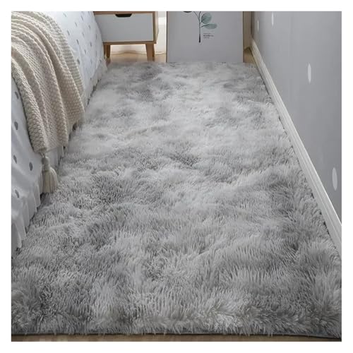 XUCZHAI Nacht Plüsch Teppich Boden Wohnzimmer Kaffee Tisch Schlafzimmer Haushalt Matte Teppich Wohnkultur Schönes Zimmer Mädchen Kinder Haustier(Light Grey,80x200cm) von XUCZHAI