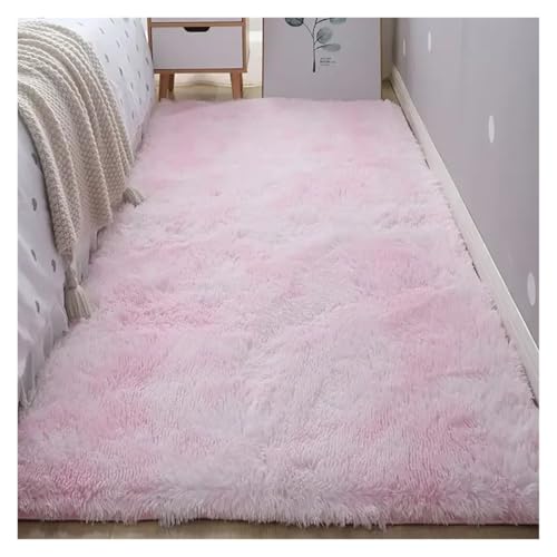 XUCZHAI Nacht Plüsch Teppich Boden Wohnzimmer Kaffee Tisch Schlafzimmer Haushalt Matte Teppich Wohnkultur Schönes Zimmer Mädchen Kinder Haustier(Powder,40x120cm) von XUCZHAI