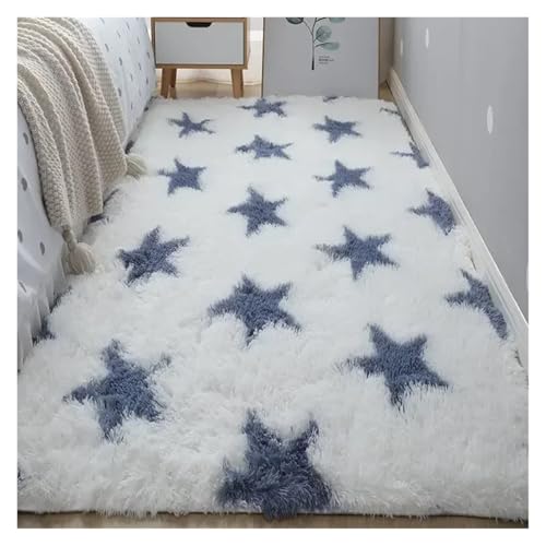 XUCZHAI Nacht Plüsch Teppich Boden Wohnzimmer Kaffee Tisch Schlafzimmer Haushalt Matte Teppich Wohnkultur Schönes Zimmer Mädchen Kinder Haustier(Stars,50x80cm) von XUCZHAI