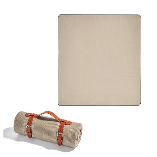 XUCZHAI Picknick-Outdoor-Decken, extra groß, wasserdicht, tragbare Campingdecke mit Tragegurt, 3-lagige Stranddecke, maschinenwaschbar(Light Yellow) von XUCZHAI