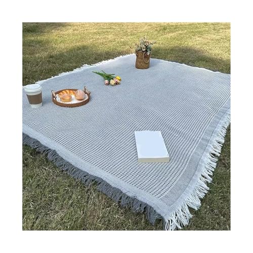 XUCZHAI Picknickdecke mit Quaste, Campingmatte, Rasenunterlage for Reisen im Freien, tragbare Stricktischdecke, Nickerchen, Tagesdecke(Grey,90x180cm) von XUCZHAI