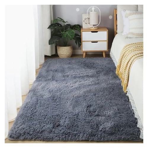 XUCZHAI Schlafzimmer Teppich Flauschige Teppiche for Wohnzimmer Große Nachttisch Kinder Spiel Matte Weiche Wohnkultur Balkon Shaggy Decke(Blue Grey,100x200cm I 39x78in) von XUCZHAI