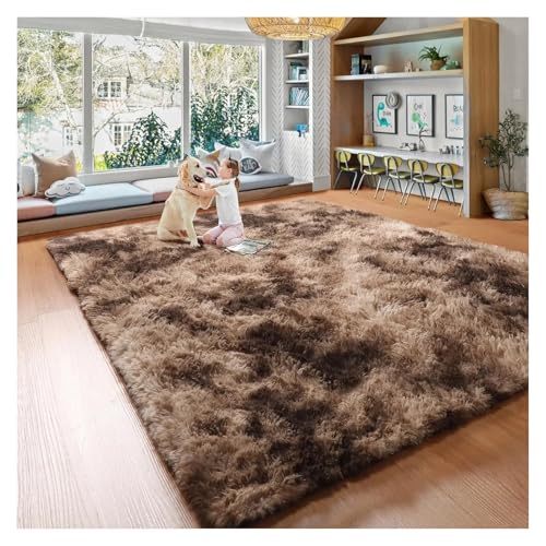 XUCZHAI Teppiche for Schlafzimmer, Batik-Grau, Flauschiger Teppich for Wohnzimmer, weicher, pelziger, zotteliger Nachttischteppich for Kinder, Baby-Innenraum-Bodenmatte(Coffee,40x60cm 16x24in) von XUCZHAI