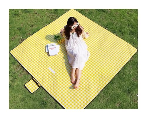 XUCZHAI Verdickte Picknickmatte, wasserdichte Stranddecke, Camping-Manta-Picknick, Campingzubehör(Yellow 200x200cm) von XUCZHAI