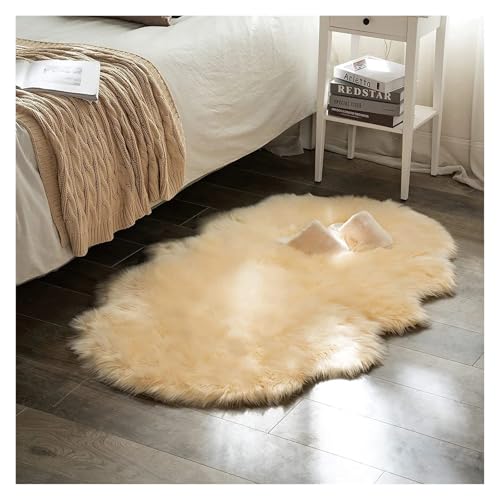 XUCZHAI Weicher Schlafzimmerteppich mit Langen Haaren, Nachttischteppich, Sofakissen, Teppiche, Wohnzimmer, Flauschiger, haariger Teppich(Light Yellow,60X140CM 1PC) von XUCZHAI
